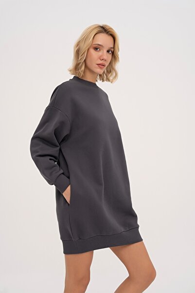 Evermade Bisiklet Yaka Ribanalı Sweat Elbise
