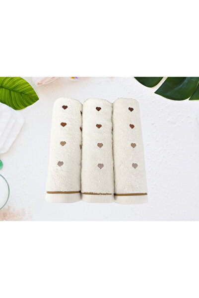 Lucy and Home 100% бавовна з вишивкою у вигляді серця, набір з 3 рушників з серцем 30x50 см