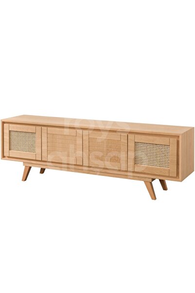ROYS AHŞAP Roys Ahşap 4591 Masif Ham 180 Cm Hasırlı Robus Meşe Tv Ünitesi