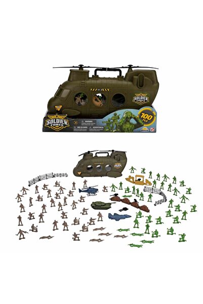 Chap Mei Soldier Force Helikopter Taşıma Çantalı 100 Parça Figür Kurşun Asker Oyun Seti