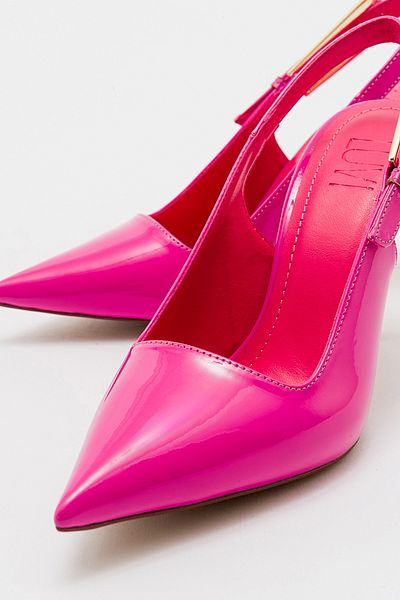 LuviShoes LABIN Pantofi de damă cu toc înalt cu cataramă din piele lacuită fucsia