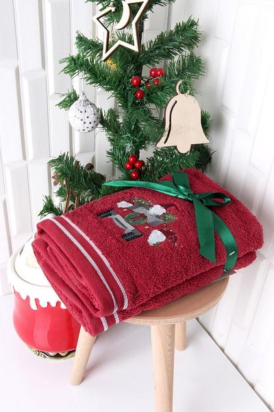 Baveno 100% Cotton New Year's Car Embroidered 2 Pieces 50x70 Happy New Year Hand/Face Towels