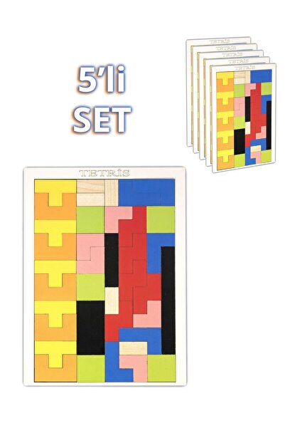 Capellawoodworks مجموعة من 5 ألعاب تعليمية خشبية تيتريس