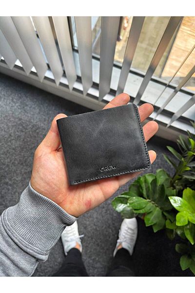 Crew Leather Мъжки портфейл от естествена черен кожа Camden