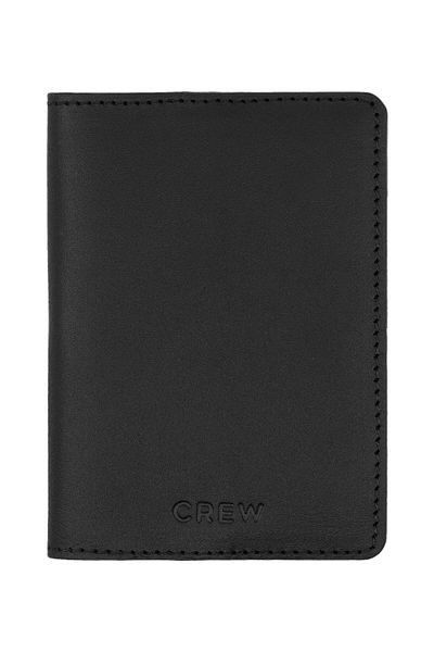 Crew Leather Μαύρη δερμάτινη θήκη κάρτας & πορτοφόλι Troy