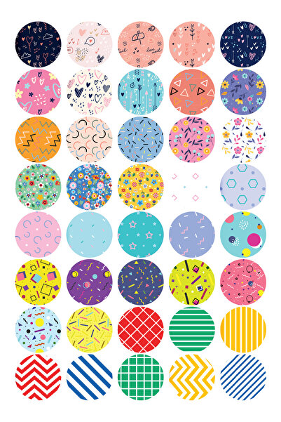 arsem 40 Adet Geometrik Desen Dot Nokta Sticker Etiket Set Planlayıcı, Ajanda...