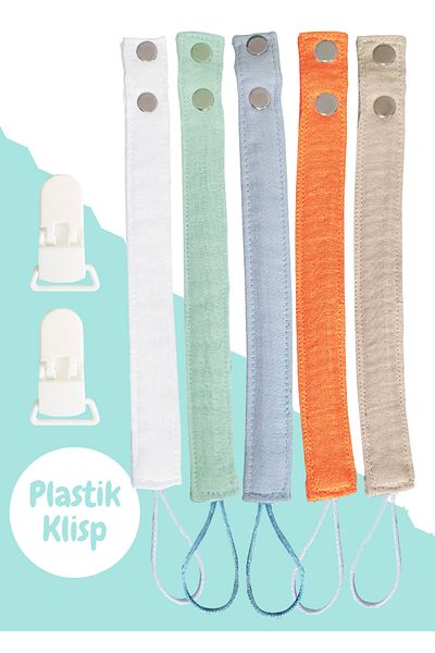 Joyous Mom Kids 5-Piece Washable Colorful Pacifier Strap-pacifier Chain 100% Cotton