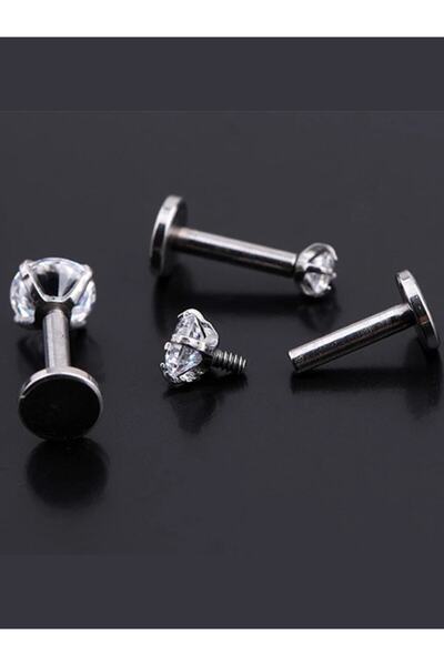 MAZEN Cerrahi Çelik Taşlı Piercing, Tragus 8 Mm Bar Uzunluğu Gold Renk ( Taş Ebat Seçiniz)