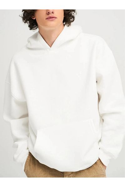 Baliva Φούτερ Unisex Oversize με κουκούλα 3 κλωστών ανοιχτό βαμβακερό χωρίς εκτύπωση