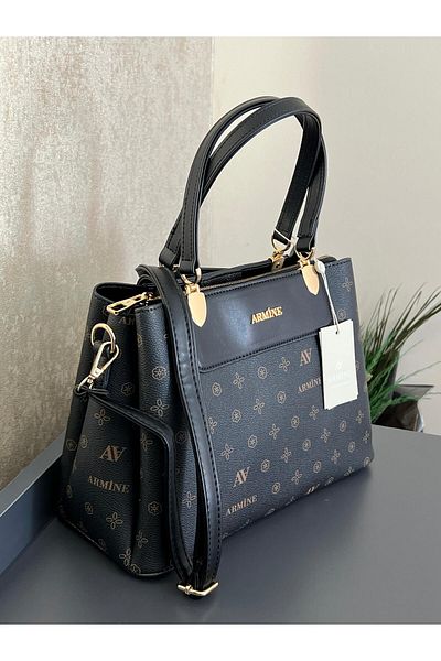Armine ARM.206.S.L.B Armine Special Color Conbin Leather Handbag Designed as a Hand and Arm Bag