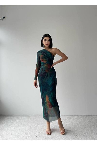 SONREİR NOU CĂPTĂTURĂ DE SEZON - STRAPLEZ - MÂNĂCĂ SINGĂ - MODEL NU - FLOARE - ROCHIE DE MĂRI MIDI DE TUL CU MOLAN TRANDIDARI