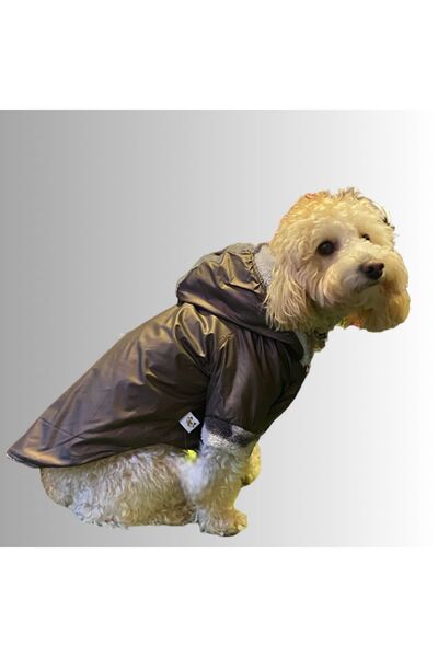 MİNİŞ PET BUTİK Plush Mocca Small Breed Dog Raincoat