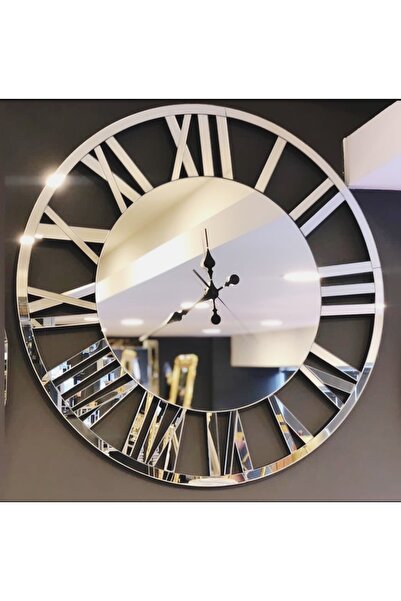 NİSANEST Dekoratif Büyük Boy Duvar Saati Aynalı Duvar Saati 60x60 cm XL