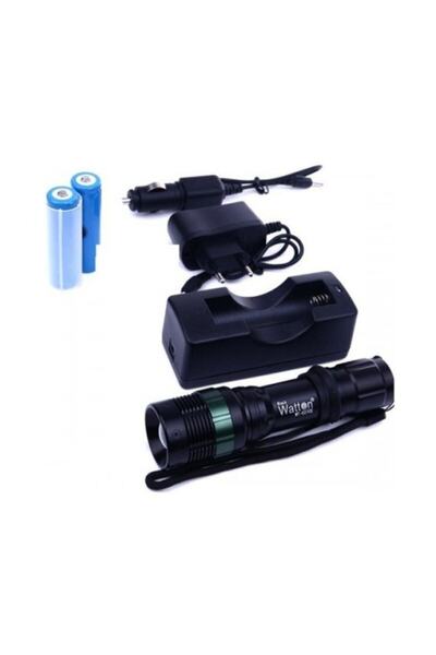 Watton Wt-037 Siyah & Multi Renk Şarjlı El Feneri T6 Cree Torcia Led Fener Fu...