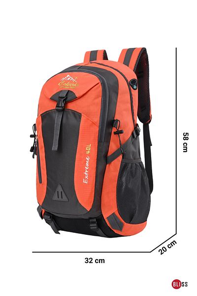 Bliss Orange Imported Multipocket Waterproof Outdoor Mountaineer Sports Bag 40 lt