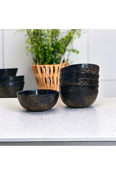 Luminarc Special Production Gold Gilded Black Luminarc Diwali 12 cm 6 Pieces Bowl