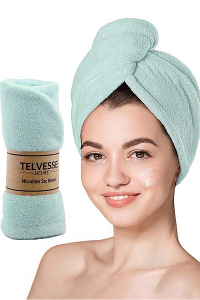 BK Commerce Hair Towel Beach Sea Pool Cap Bathroom Hair Drying Head Towel Thick Microfiber Turquoise