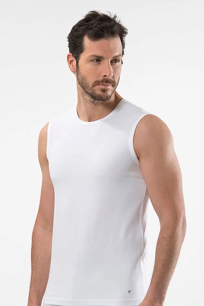 Cacharel 5 Pieces Men's Sports Tank Top with Zero Sleeve and Zero Collar, 95% Cotton, 5% Elastane