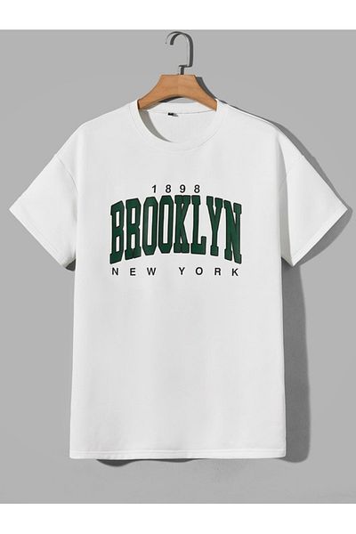 MOONBULL T-Shirt-Shorts-Set mit Aufdruck „1898 Brooklyn NY“ für Damen