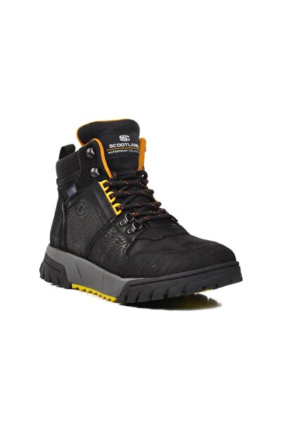 AYAKMOD 152-18491 Чорні нубукові чоловічі водонепроникні черевики з натуральної шкіри для активного відпочинку