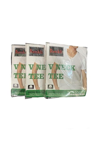 SMRenkli 3pcs plus size V-neck half sleeve undershirt athlete
