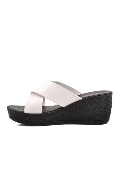 Pierre Cardin 3513 شبشب نسائي ذو نعل إسفين أبيض