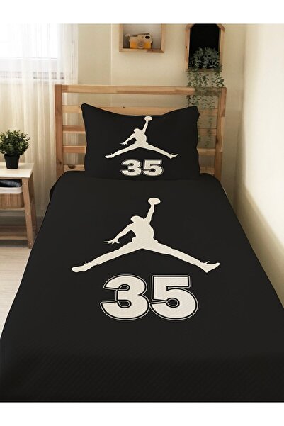 Evmila طقم بيكيه فردي مطبوع عليه لاعب كرة السلة مقاس 160 × 220 سم باللون الأسود