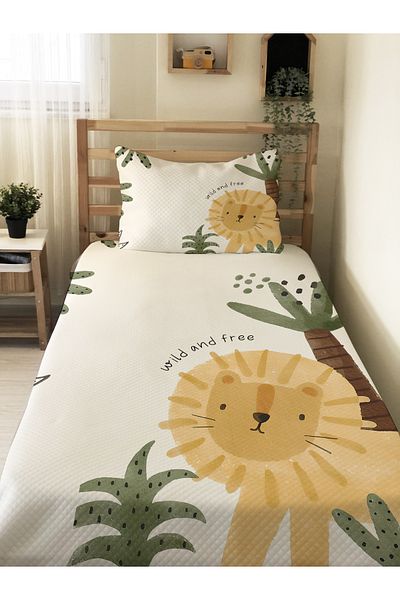Evmila Lion Patterned, Printed Single and Children's Pique Set