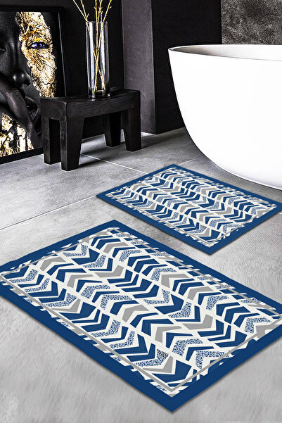 Evmila طقم سجاد حديث منقوش مكون من قطعتين (60x100/40x60) طقم سجادة حمام