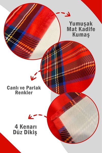 milroma Velvet Textured Red Green Plaid Runner 106