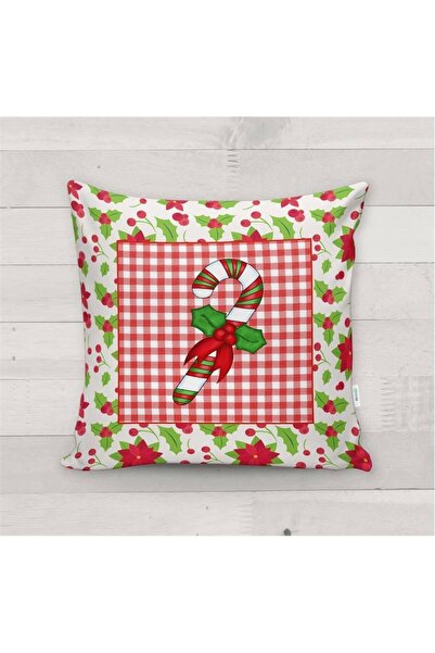 milroma Πρωτοχρονιάτικο Ειδικό Βελούδινο Κάλυμμα Μαξιλαριού με Σχέδιο Καραμέλας