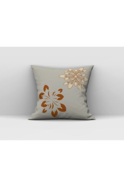 milroma Двустранен калъф за възглавница с цифров печат на листа на сив фон