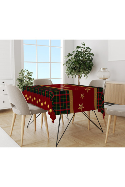 Evmila Yılbaşı Desenli Kadife Doku Masa Örtüsü