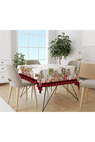 Evmila Christmas Patterned Velvet Texture Tablecloth