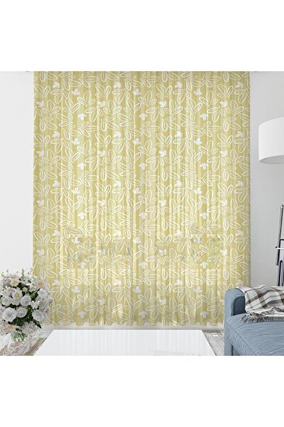 Evmila Yaprak Desenli Tül Perde