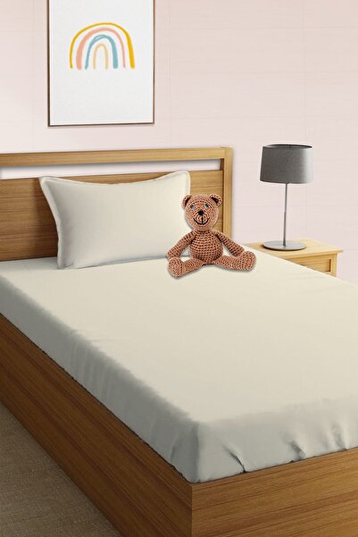 Evmila طقم ملاءة مطاطية مطبوعة بلون كريمي عادي مقاس مفرد وطفل كريمي