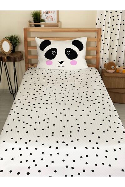 milroma طقم بيكيه فردي مطبوع عليه باندا وبولكا دوت للأطفال والرضع مقاس 160 × ...