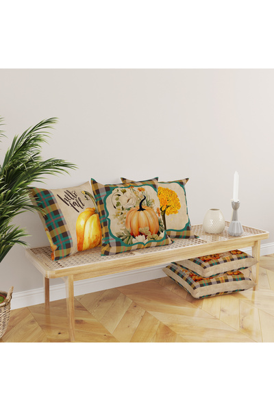 Evmila Set de 4 perne cu model special de dovleac de toamnă și Halloween cu t...