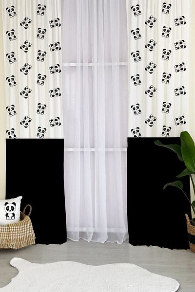 milroma Panda Pattern Velvet Baby and Children's Room Background Curtain