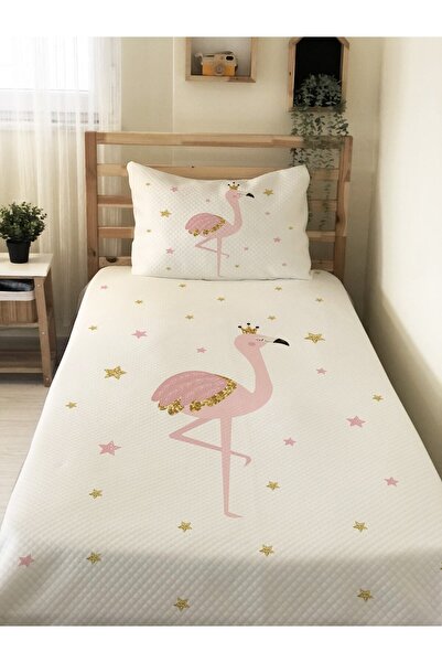 Evmila Flamingo Desenli Bebek Ve Çocuk Baskılı Tek Kişilik Pike Takımı 160 X ...