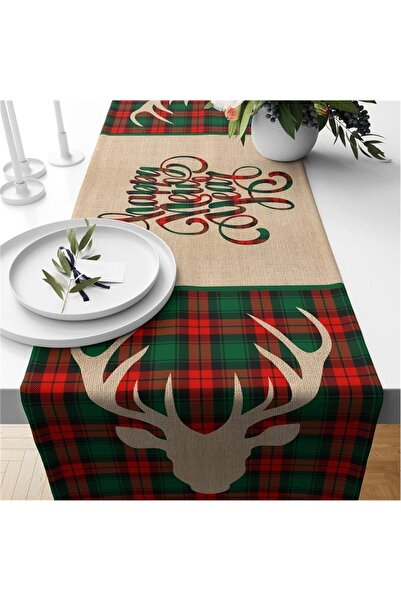 milroma Βελούδινο δρομέας με μοτίβο ελαφιού με θέμα την Πρωτοχρονιά