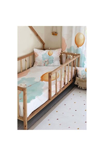 Evmila Milroma Balon Tutan Tavşan Desenli Çocuk Yatak Örtüsü