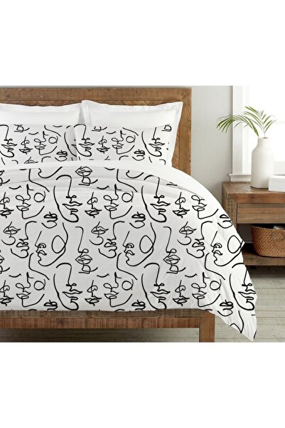 Evmila Set cuvertură de pilota dublă 200x220 cm cu model siluetă - bej