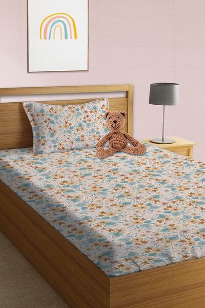 Evmila Σετ ελαστικών σεντονιών με σχέδιο λουλουδιών, μονό και βρεφικό μέγεθος...