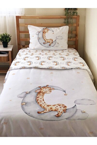 Evmila طقم غطاء لحاف مفرد مطبوع عليه زرافة على القمر على الوجهين بدون ملاءات ...