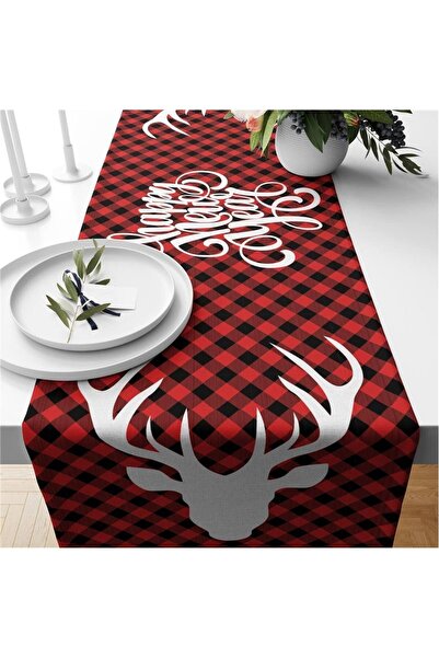 milroma Βελούδινο δρομέας με μοτίβο ελαφιού με θέμα την Πρωτοχρονιά