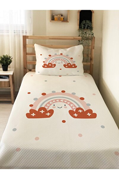 Evmila Smiling Rainbow Patterned Baby and Kids Printed Single Pique Set 160X2...