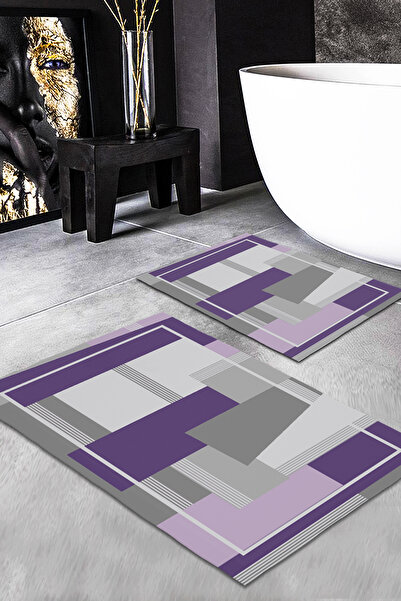 Evmila طقم سجاد حديث منقوش مكون من قطعتين (60x100/40x60) طقم سجادة حمام