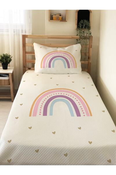 Evmila Rainbow Patterned Baby and Kids Printed Single Pique Set 160 X 220 cm ...