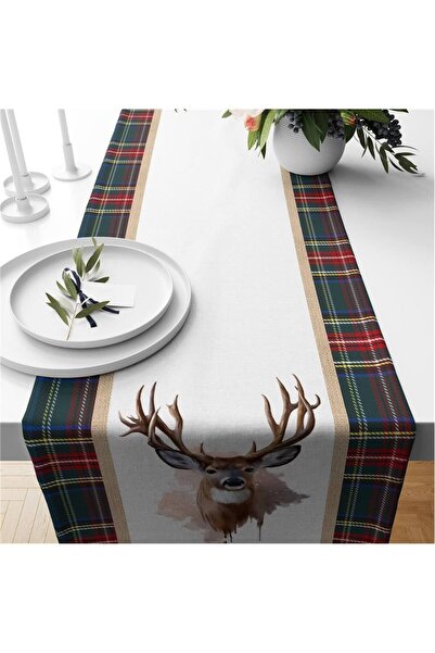 milroma Βελούδινο δρομέας με μοτίβο ελαφιού με θέμα την Πρωτοχρονιά